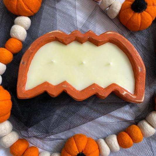 HWCC Spooky Halloween Orange Bat Dough Bowl Candles