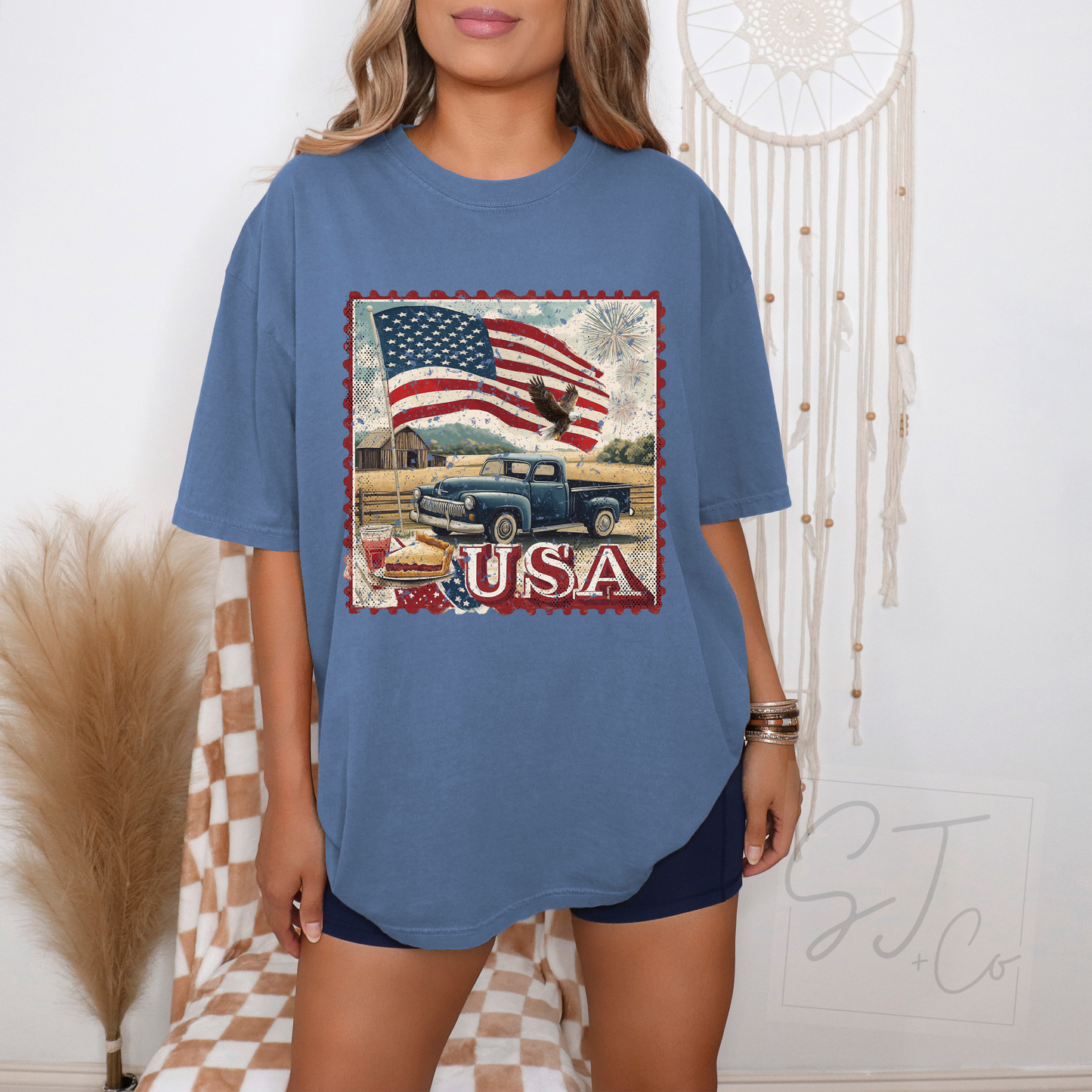 Vintage Patriotic Stamp Graphic Tee