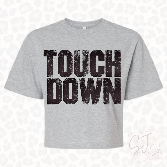 Distressed Touch Down Cropped Graphic Tee