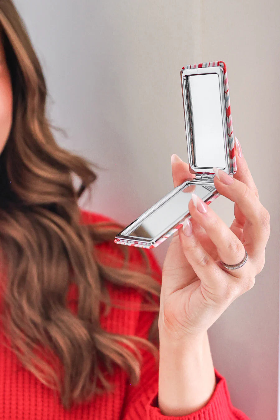 Candy Cane Striped Compact Mirror