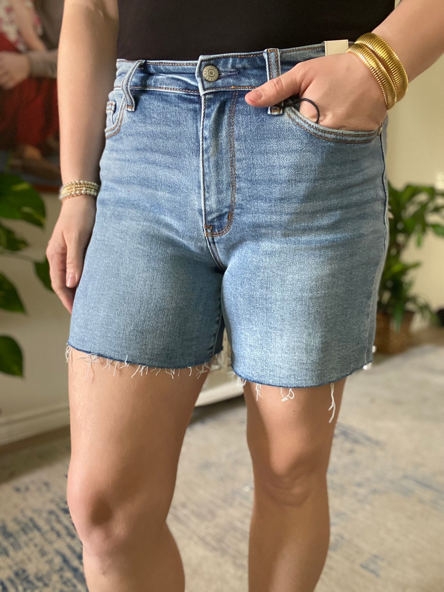 Judy Blue High Rise Fray Hem Shorts