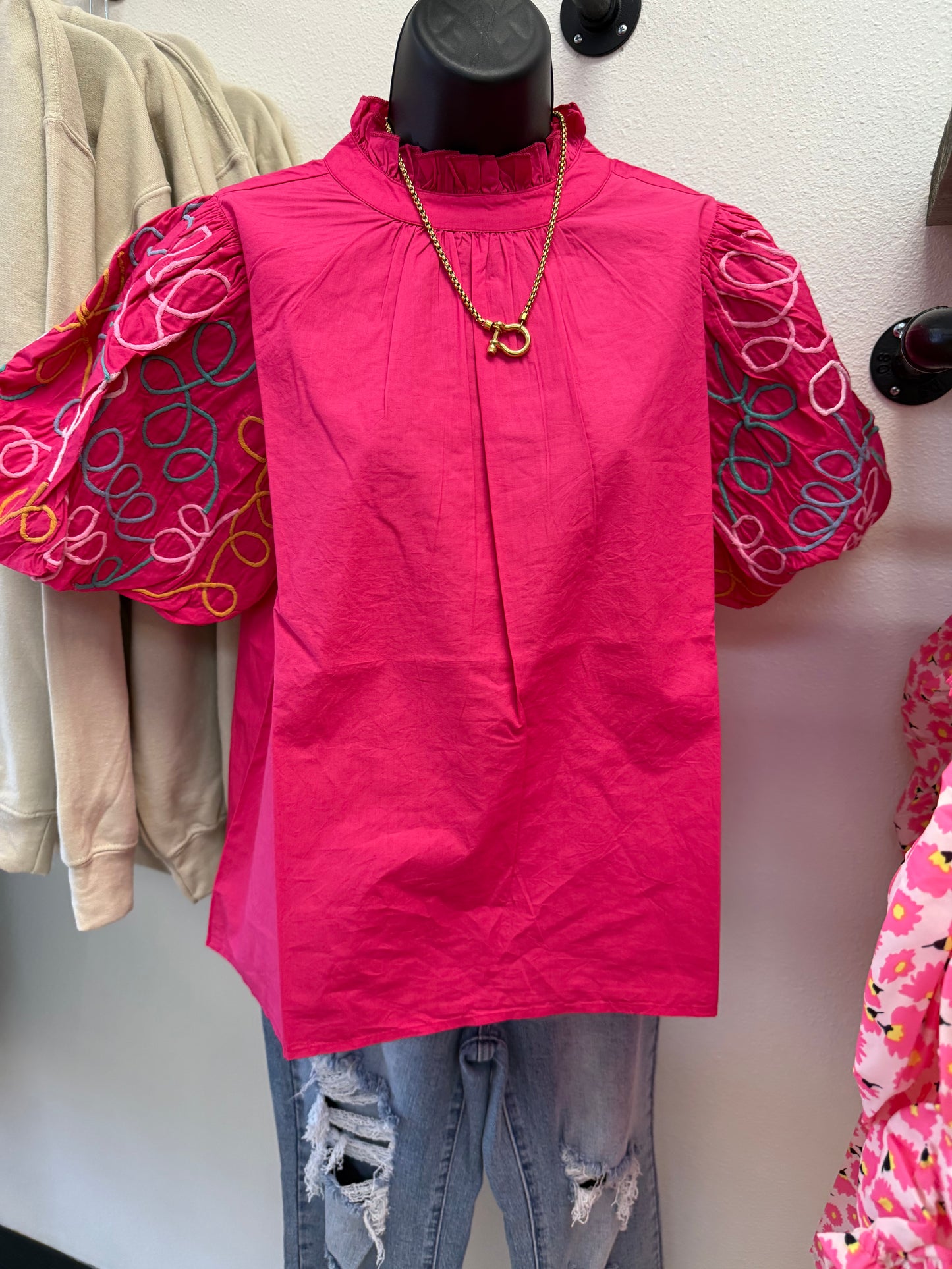 THML Magenta Embroidered Blouse