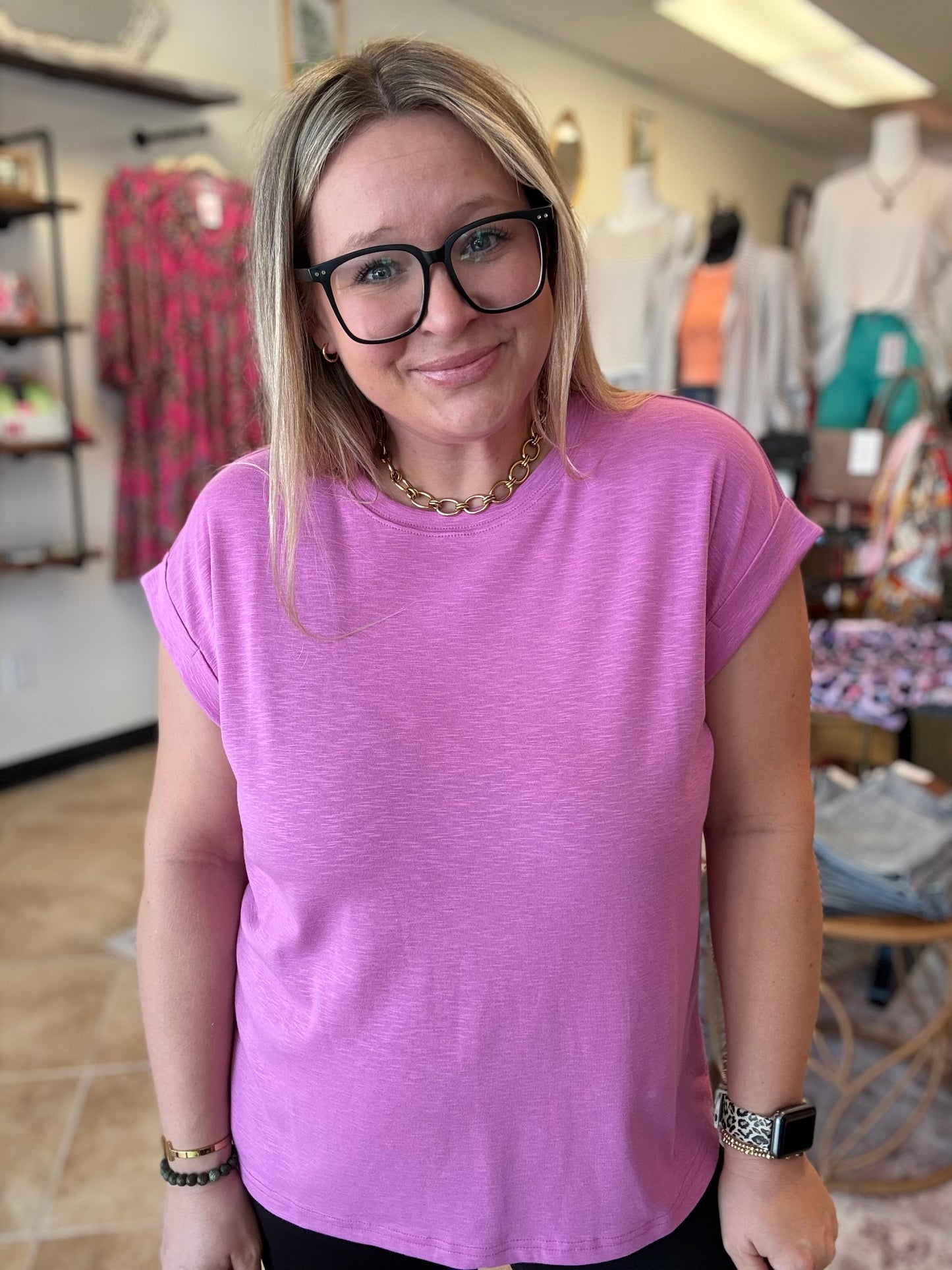 Cotton Modal Slub Rolled Sleeve Tee