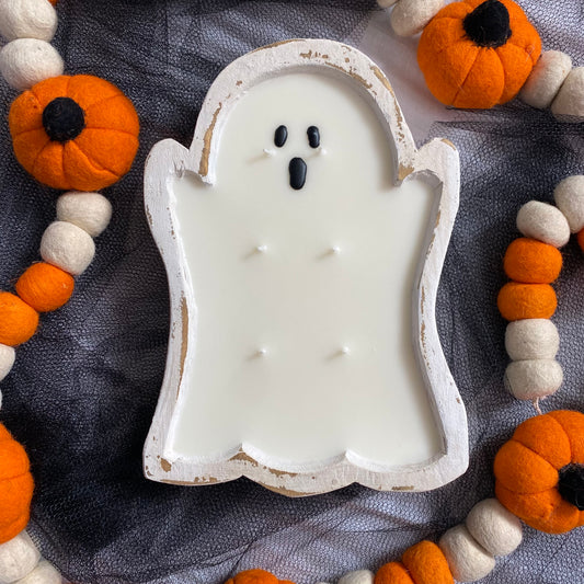 HWCC Spooky Halloween White Ghost Dough Bowl Candles
