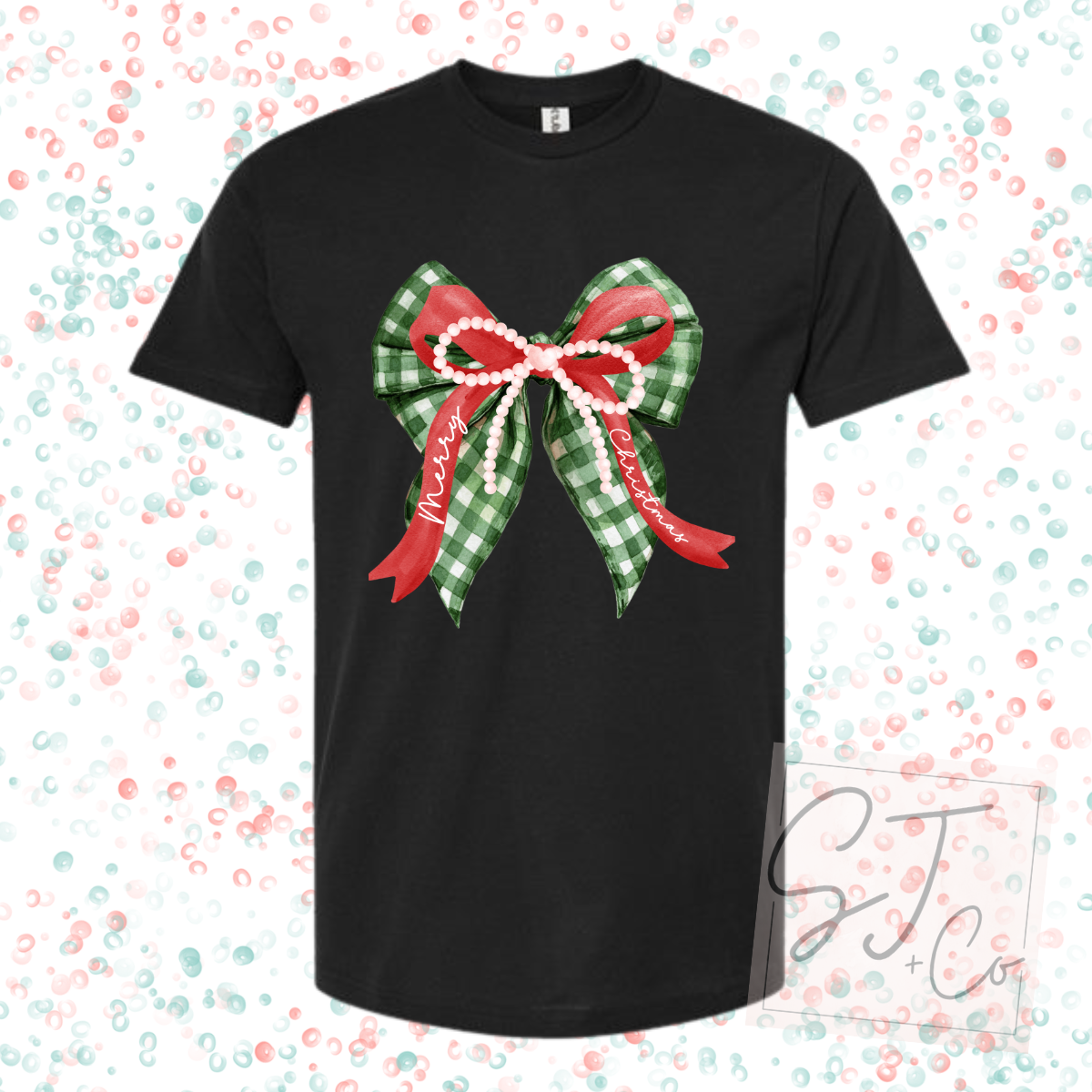 Christmas Plaid Bow Holiday Graphic Tee