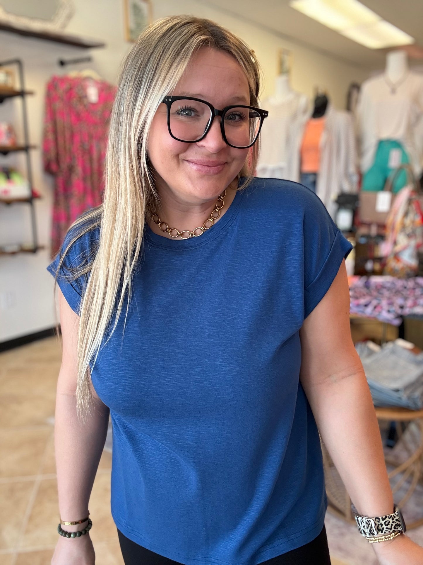 Cotton Modal Slub Rolled Sleeve Tee