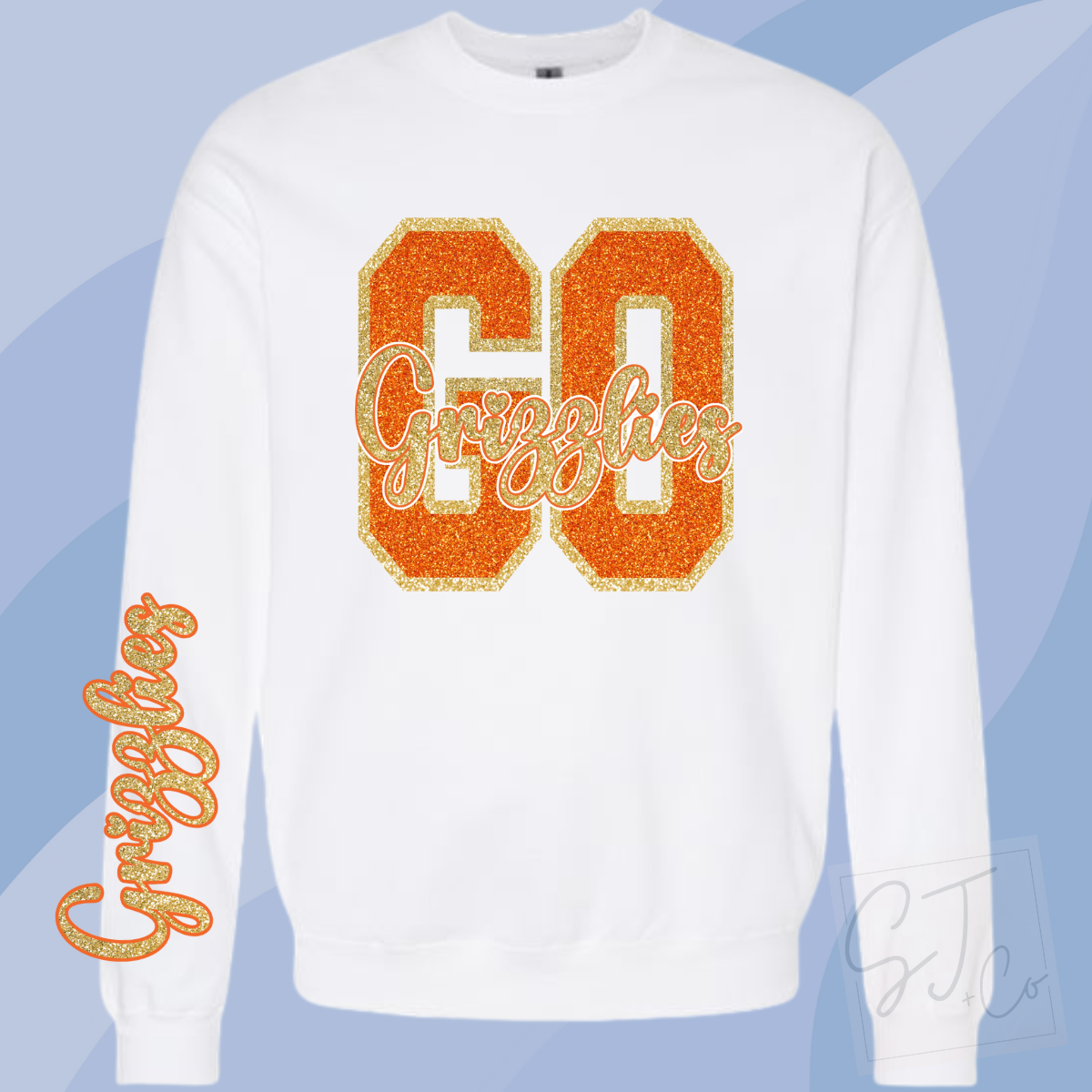 Blue + Orange Glitter Game Day Sweatshirt