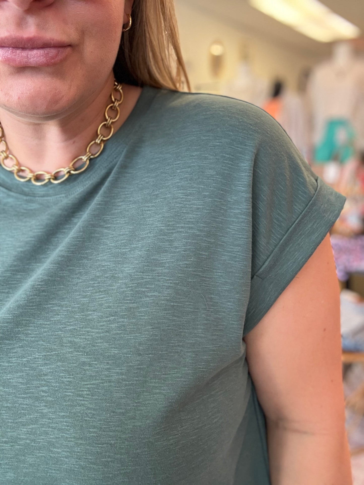 Cotton Modal Slub Rolled Sleeve Tee