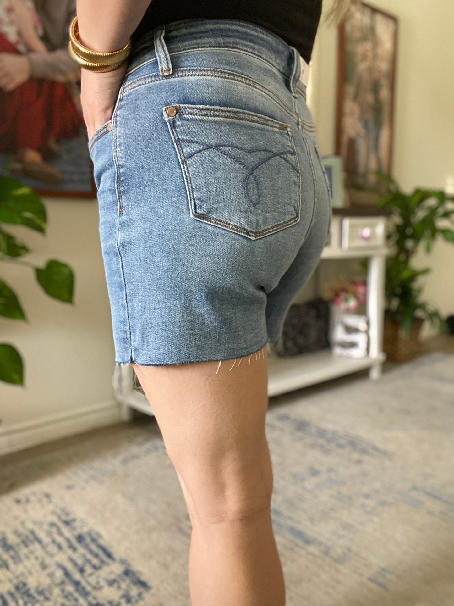 Judy Blue High Rise Fray Hem Shorts