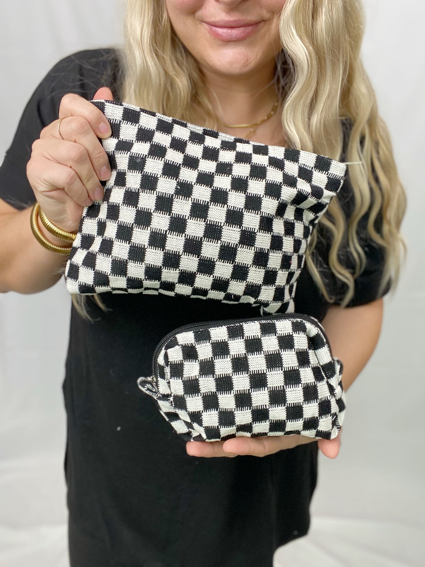 Boho Checkered Zipper Pouch Sets