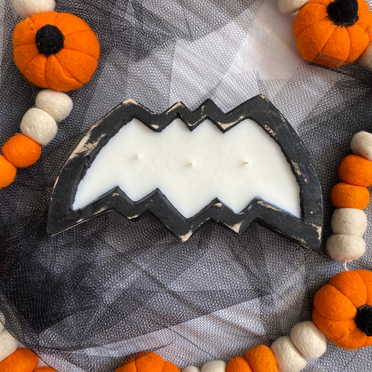 HWCC Spooky Halloween Black Bat Dough Bowl Candles