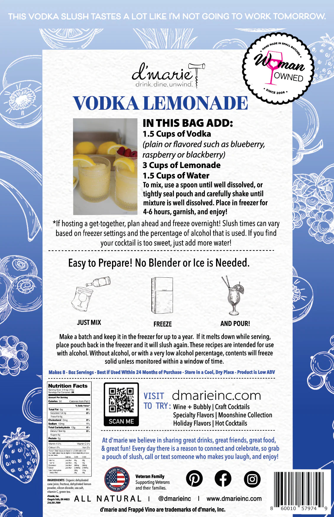 D'Marie Slush Mix- Vodka Lemonade