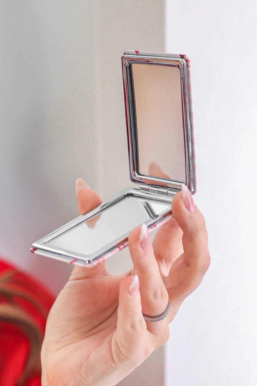 Checkered Bow Compact Mirror