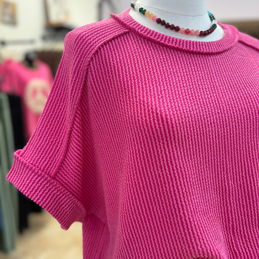 Customer Fave Every Day Corded Crew- Hot Pink