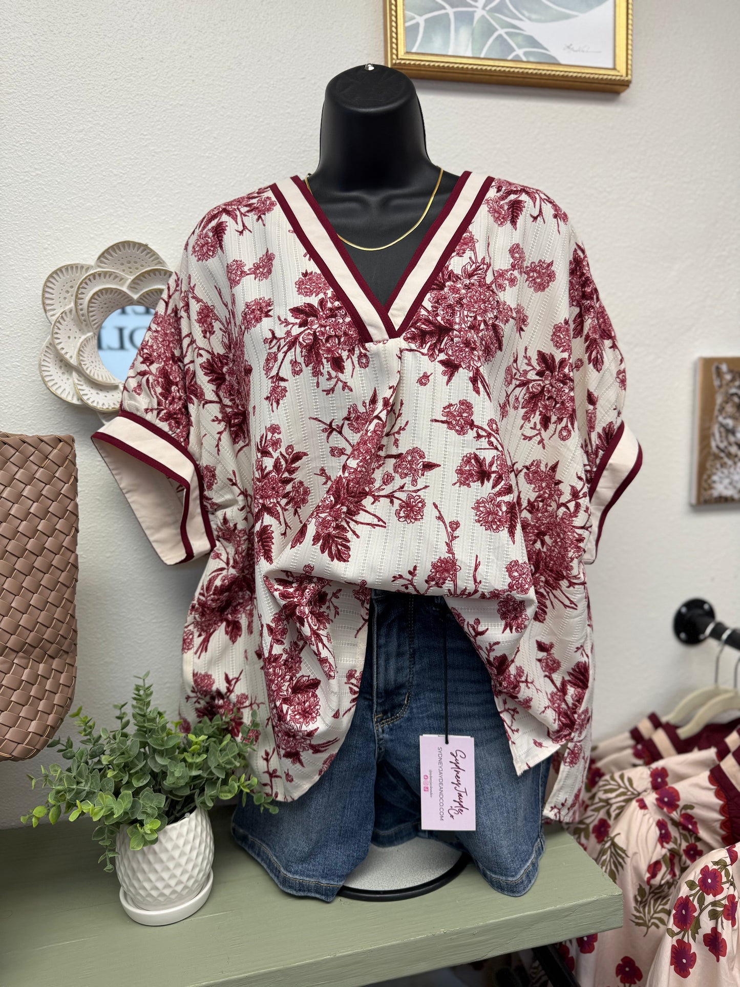 Maroon Floral Lightweight Blouse