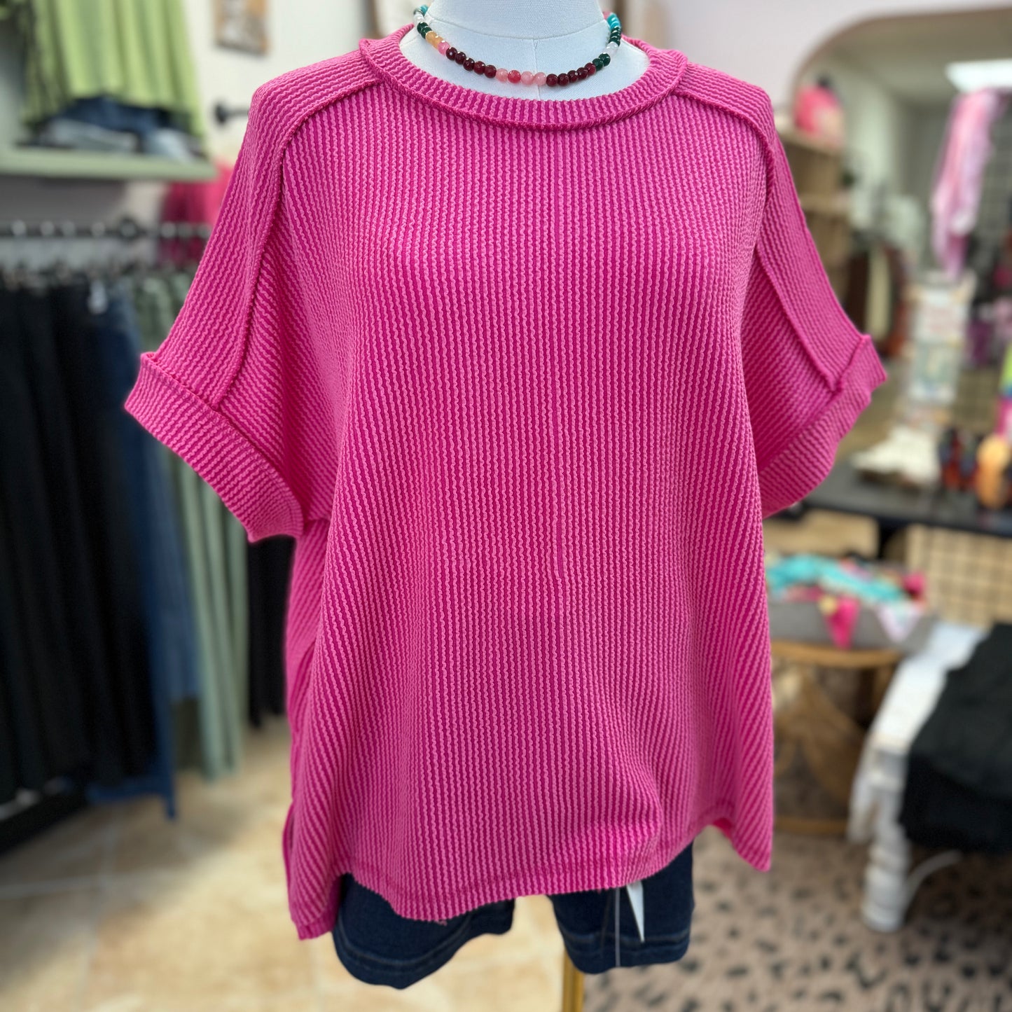 Customer Fave Every Day Corded Crew- Hot Pink