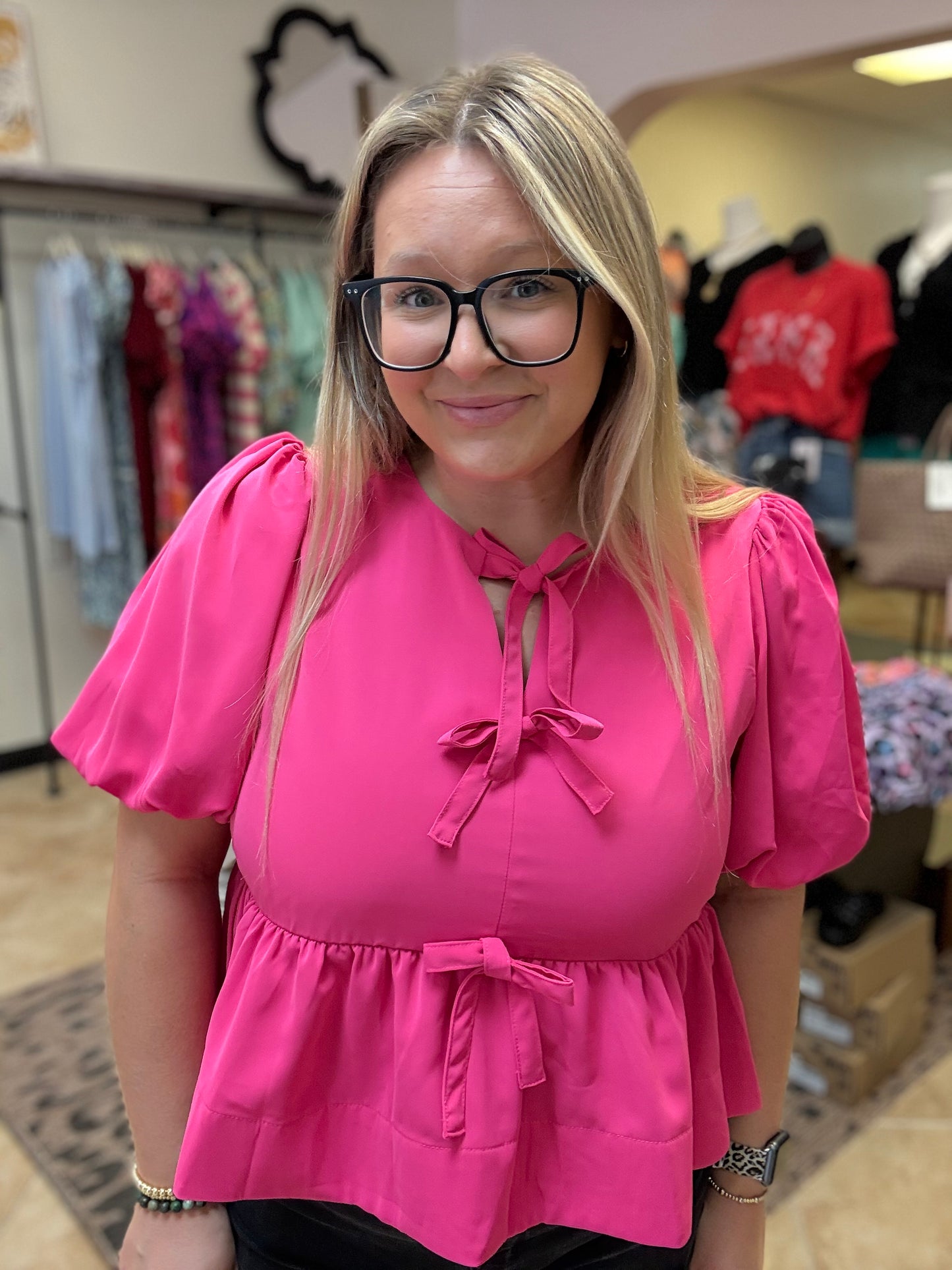 Pink Perfection Bow Blouse