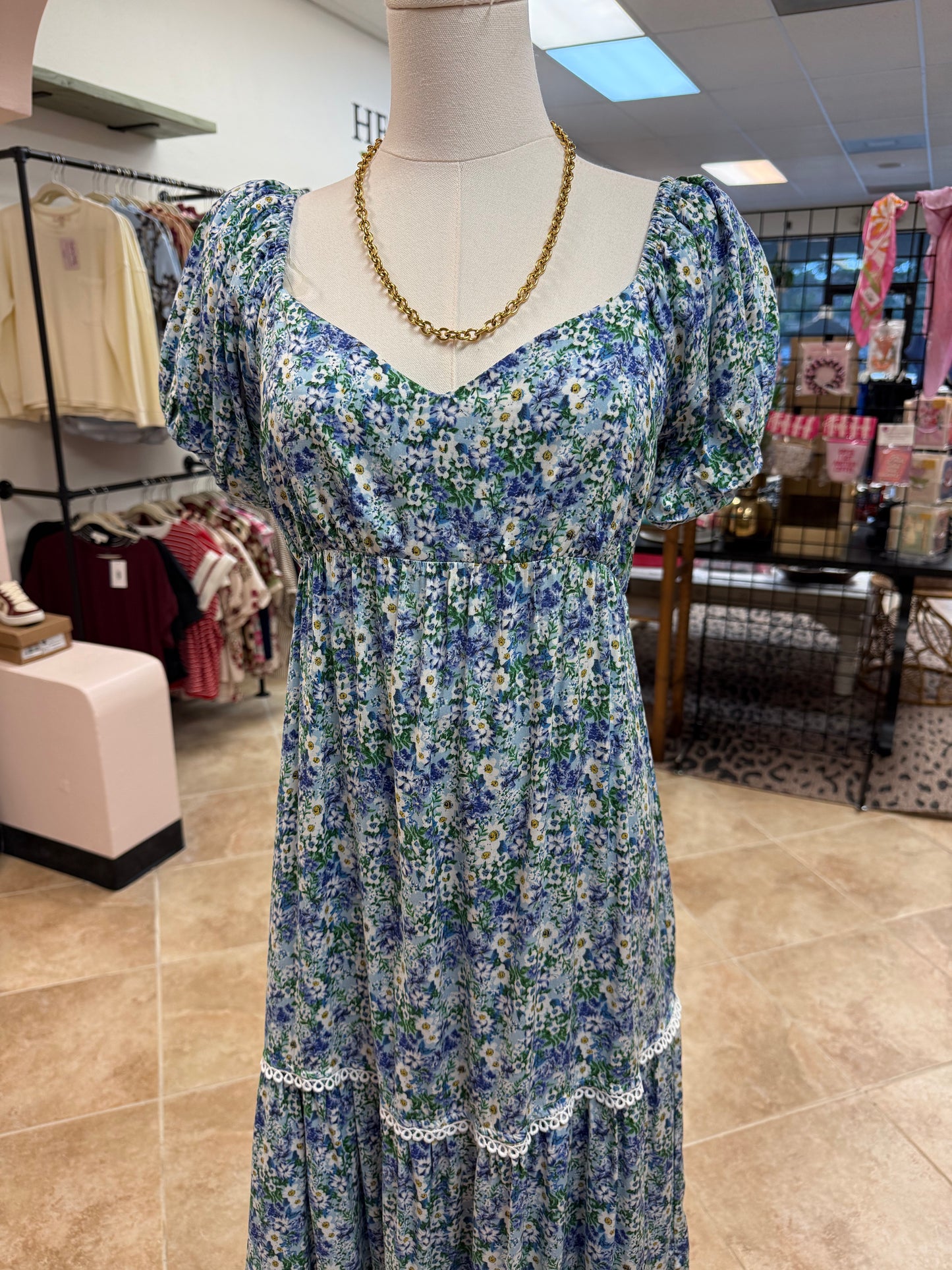 Kori Green/Blue Floral Maxi Dress