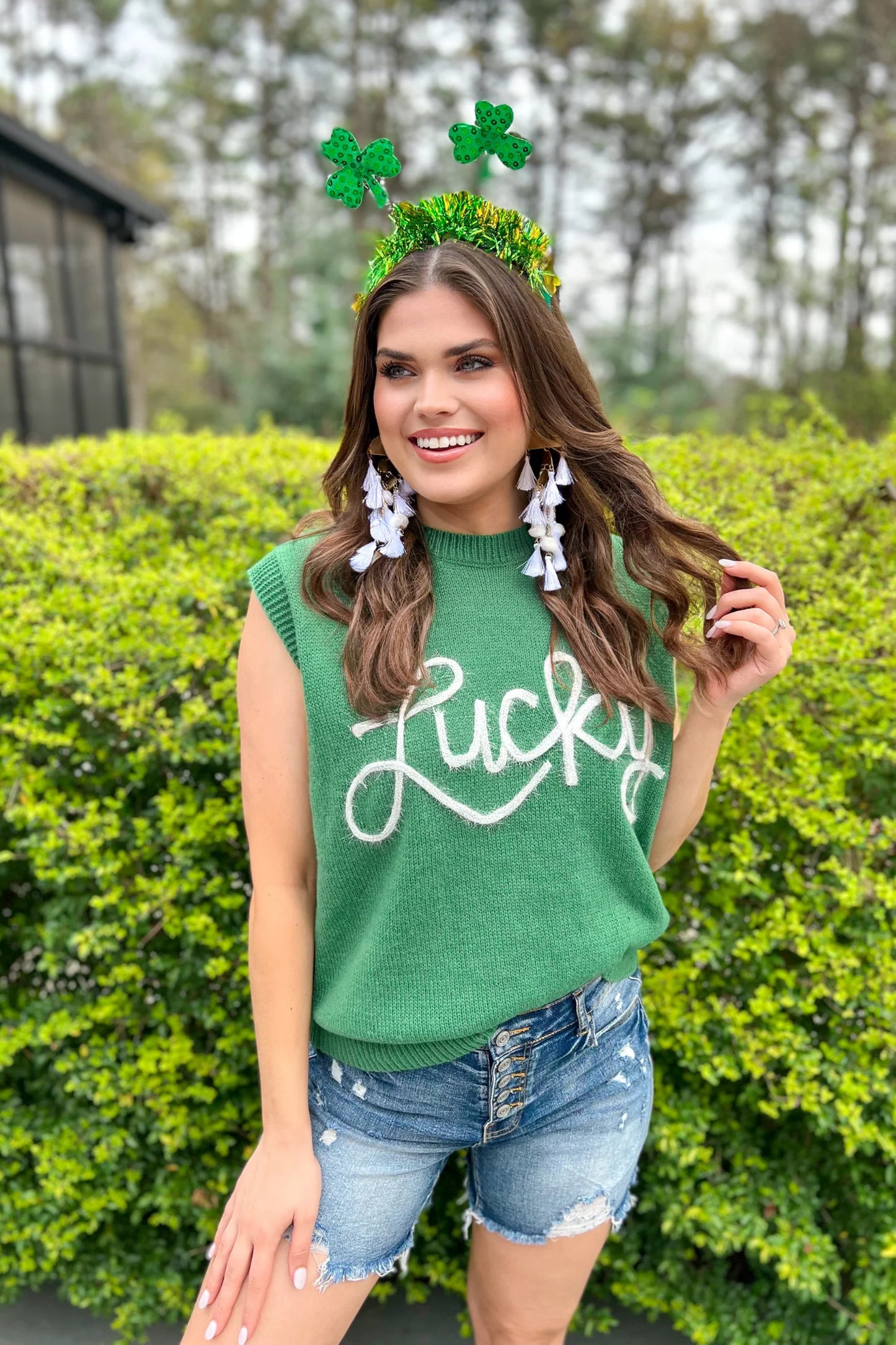 Lucky Embroidered Sleeveless Vest