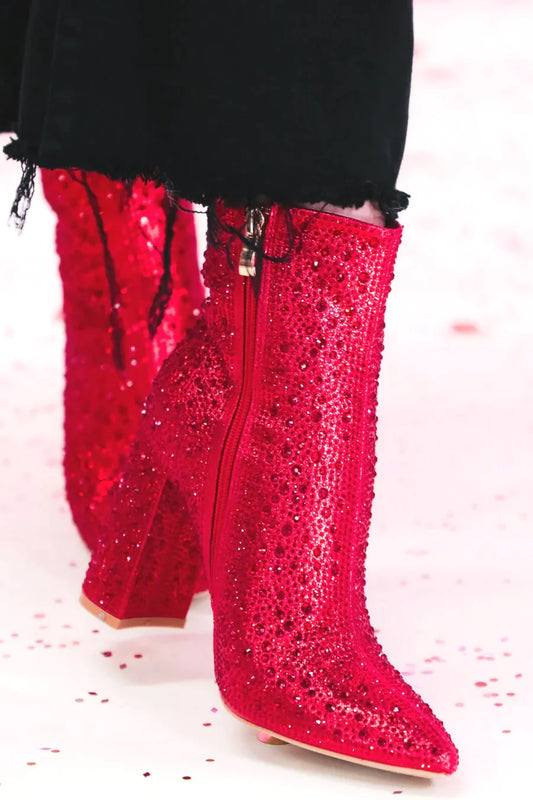 Jess Lea Dripping in Rhinestones Red Booties