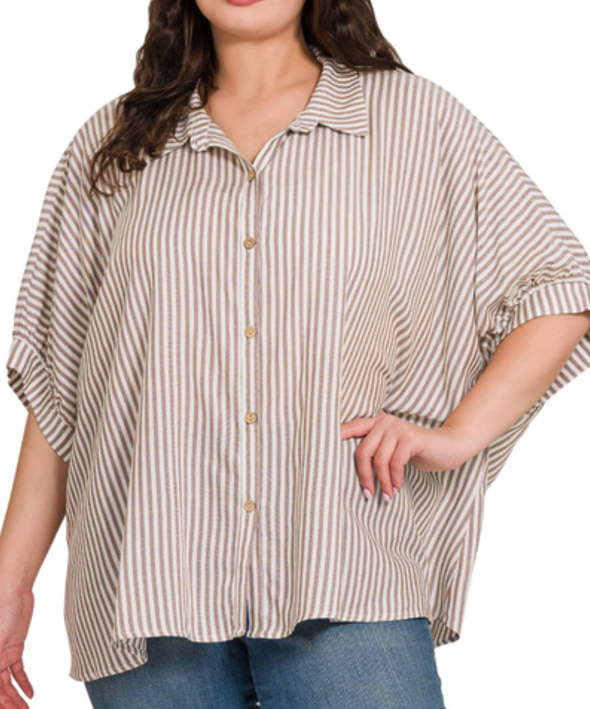 Striped Oversized Button-Up Shirt