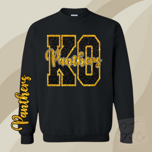 Gold + Black Glitter Game Day Sweatshirt