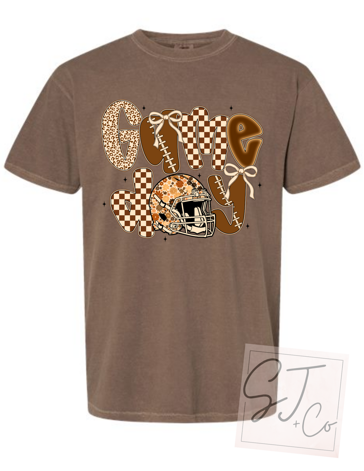 Espresso Checkered Game Day Football Tee