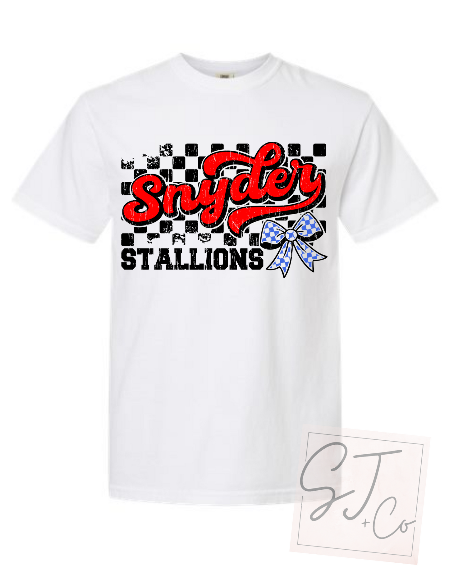 Youth Snyder Stallions Checker Bow Tee