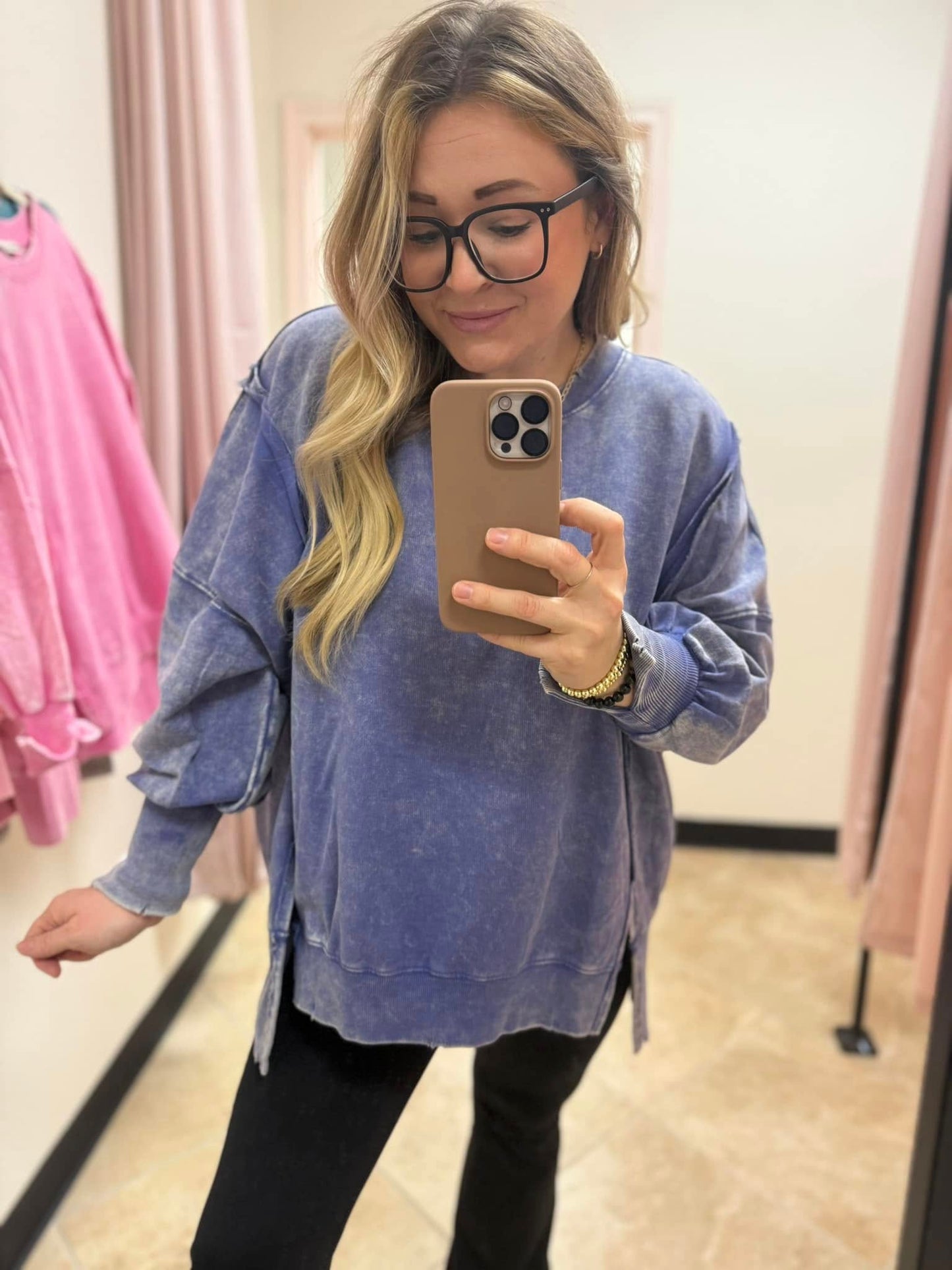 Zenana Acid Wash Pullover