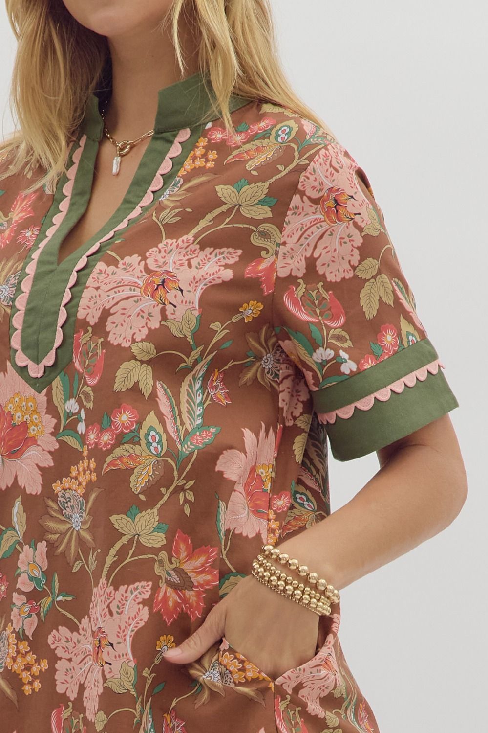 Fall Floral Caftan Style Dress