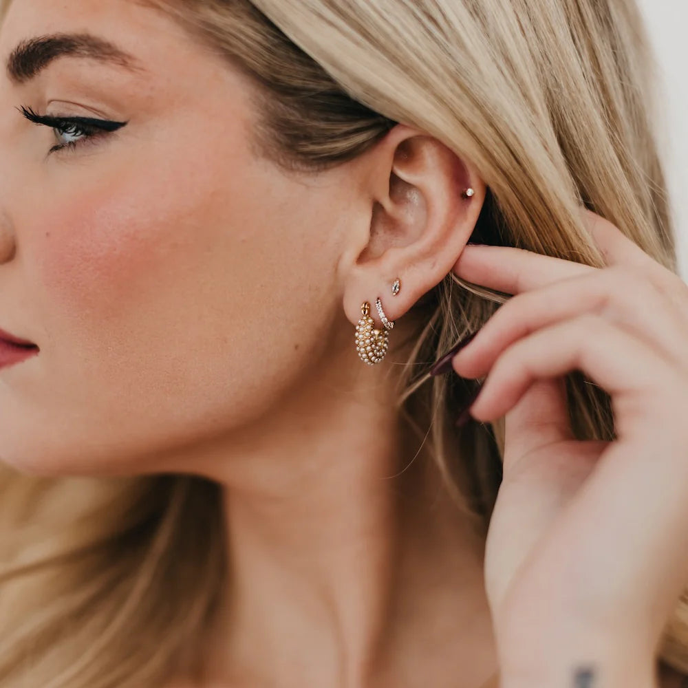 Hailey Huggie Pearl Earrings- Waterproof