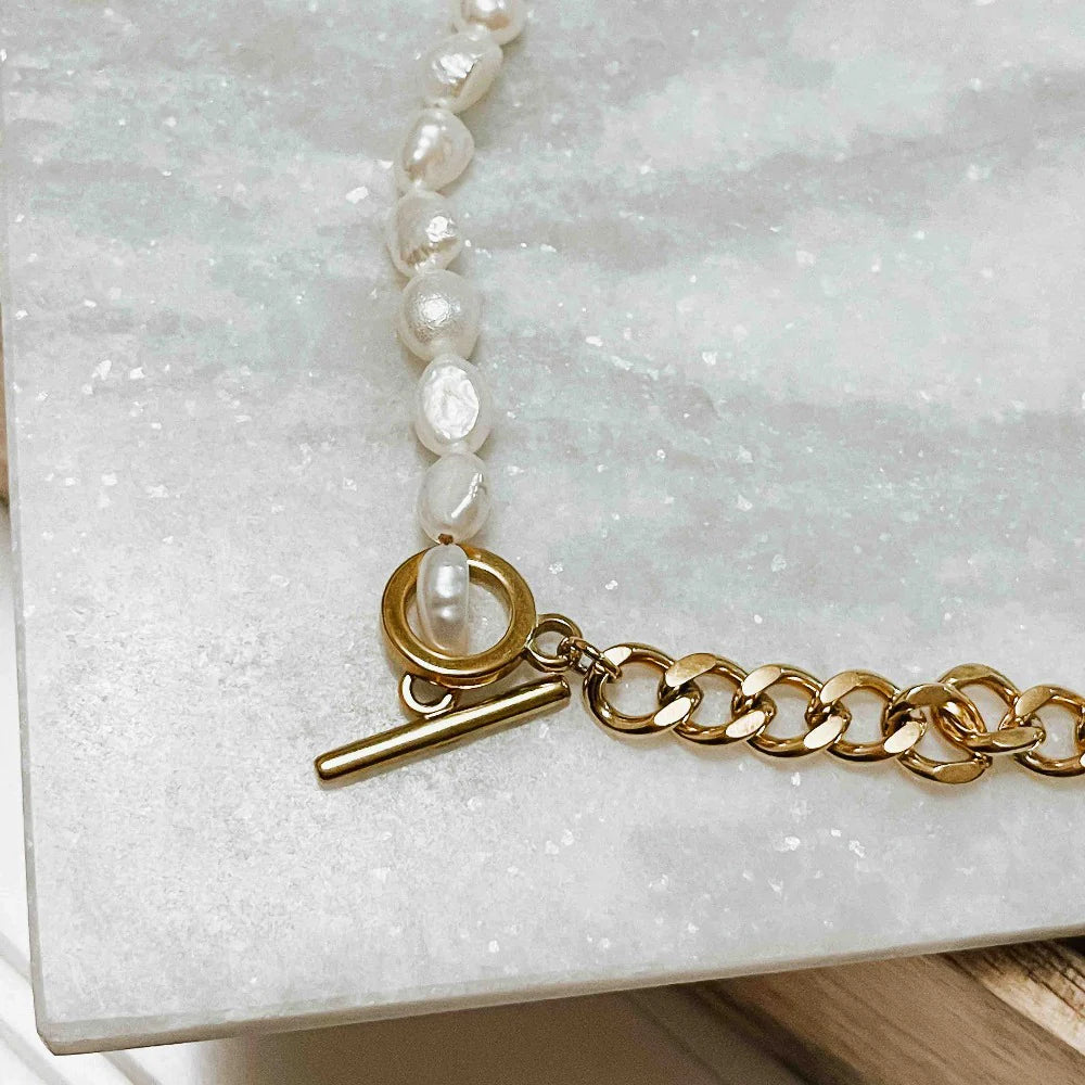 Pearled Chain Necklace- Waterproof