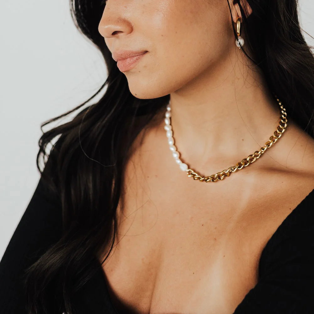 Pearled Chain Necklace- Waterproof