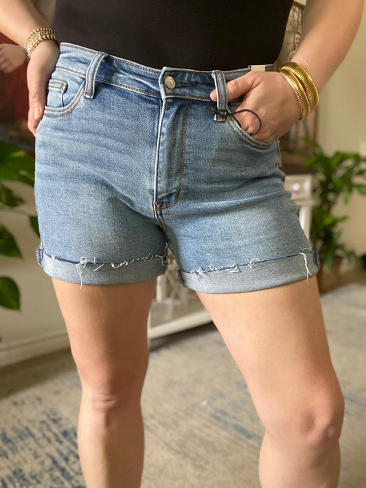 Judy Blue High Rise Fray Hem Shorts