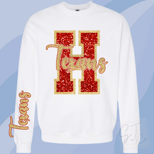 Red + Navy Glitter Game Day Sweatshirt