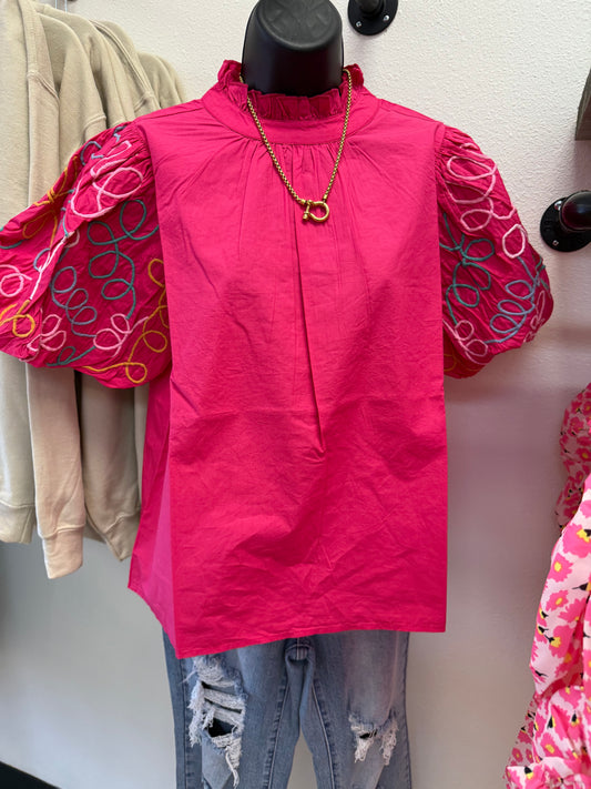THML Magenta Embroidered Blouse