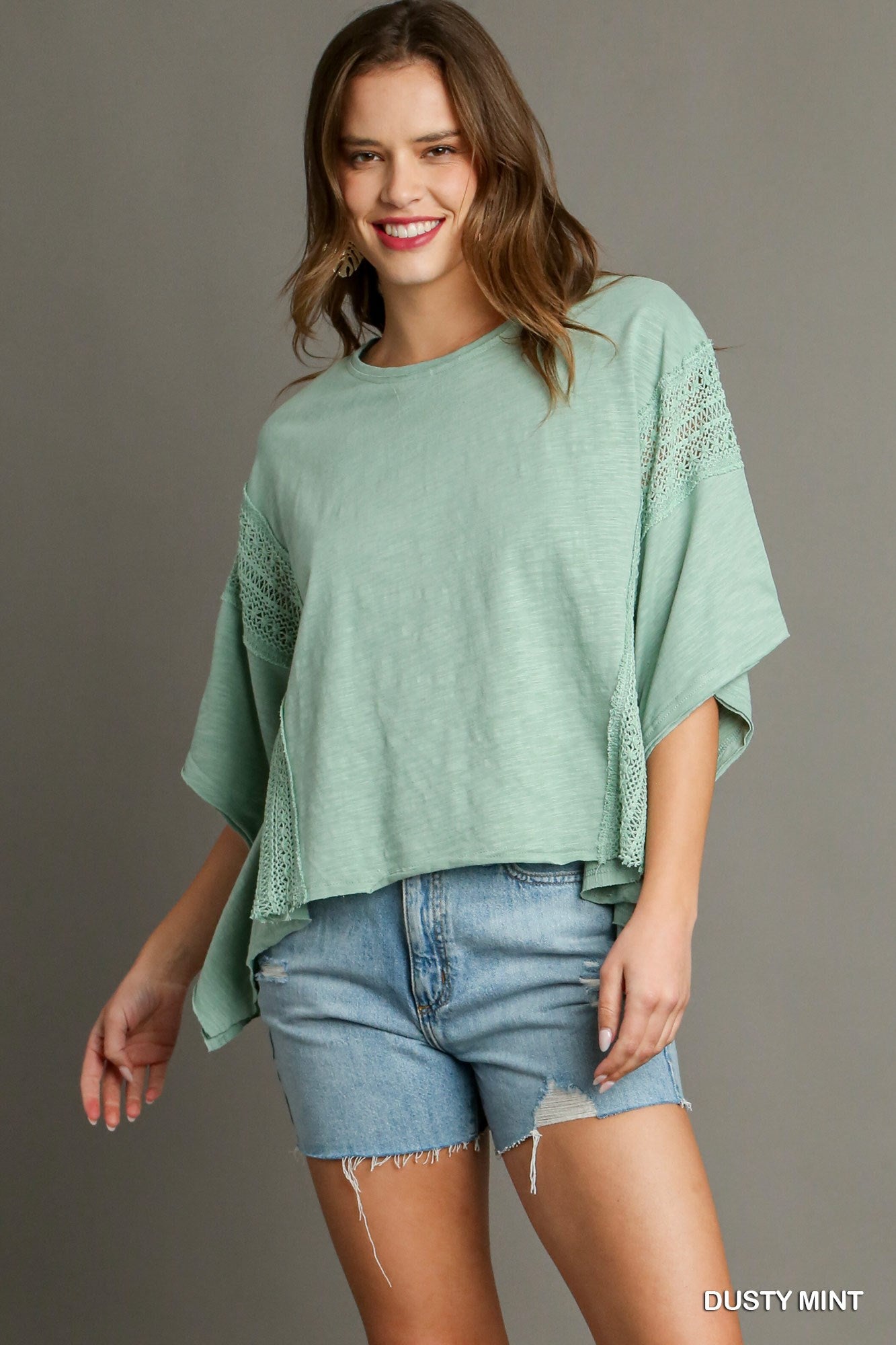 Umgee Slub Cotton Knit Top – Dusty Mint