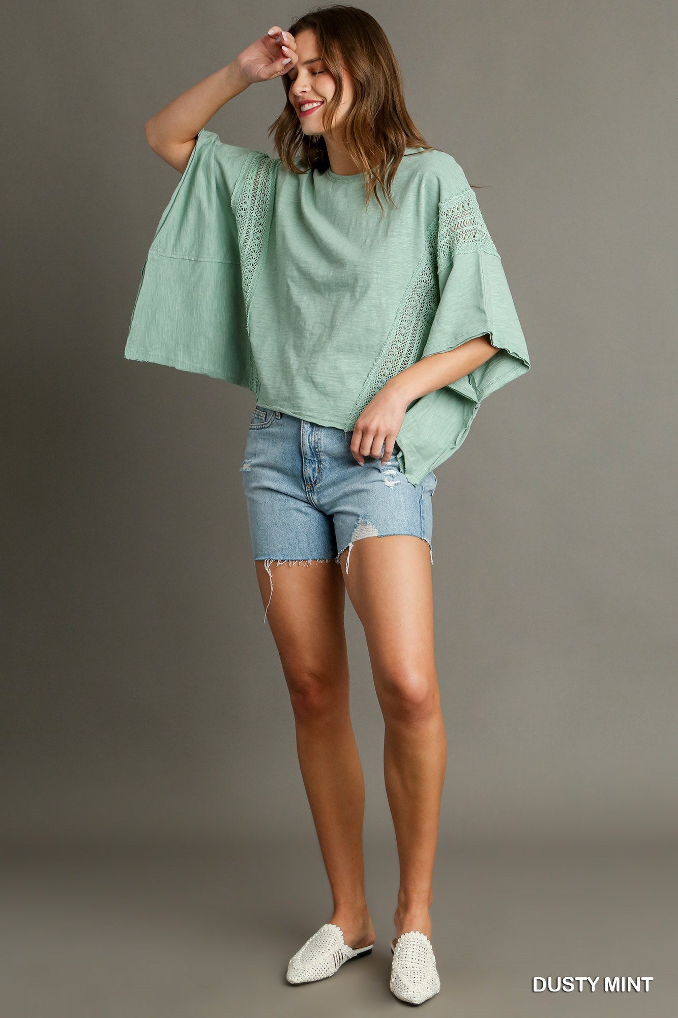 Umgee Slub Cotton Knit Top – Dusty Mint
