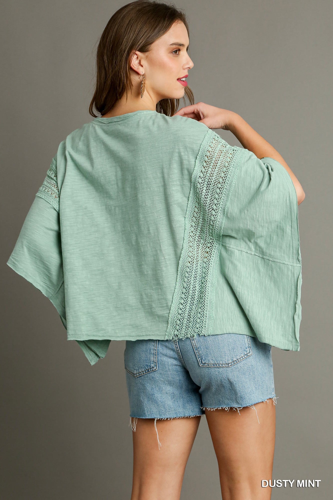 Umgee Slub Cotton Knit Top – Dusty Mint