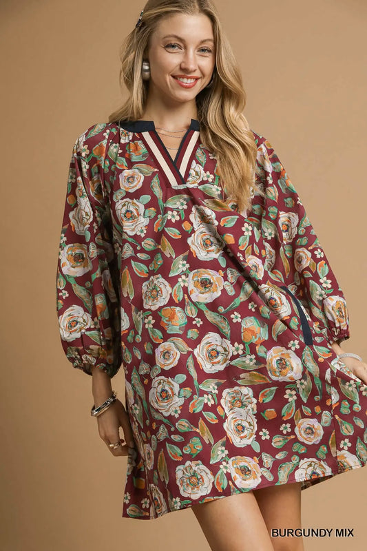 Vintage Camellia Floral Mini Dress