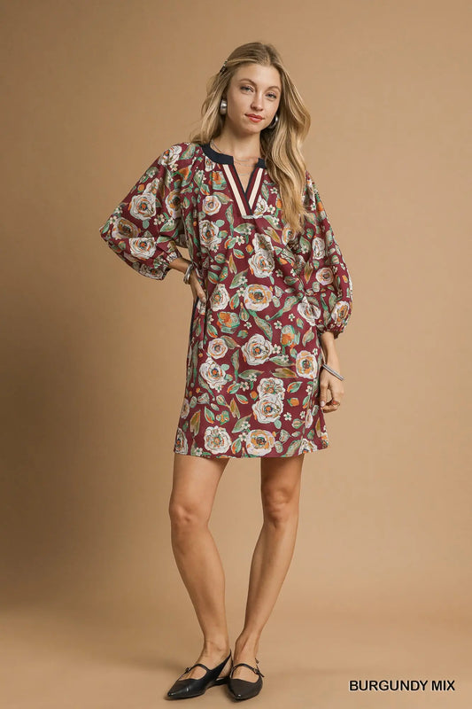 Vintage Camellia Floral Mini Dress