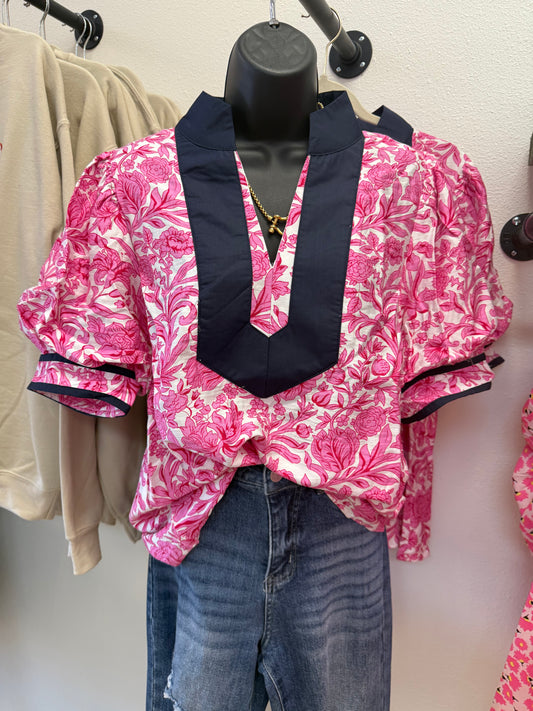 Pink Floral & Paisley Blouse