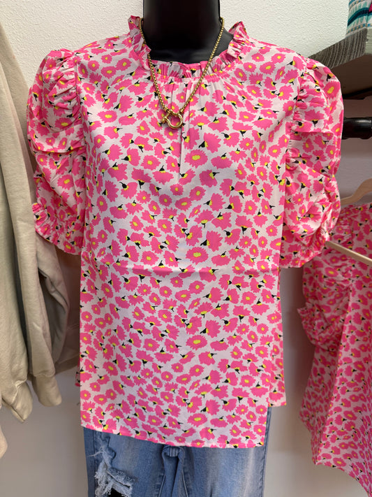 THML Pink Floral Blouse