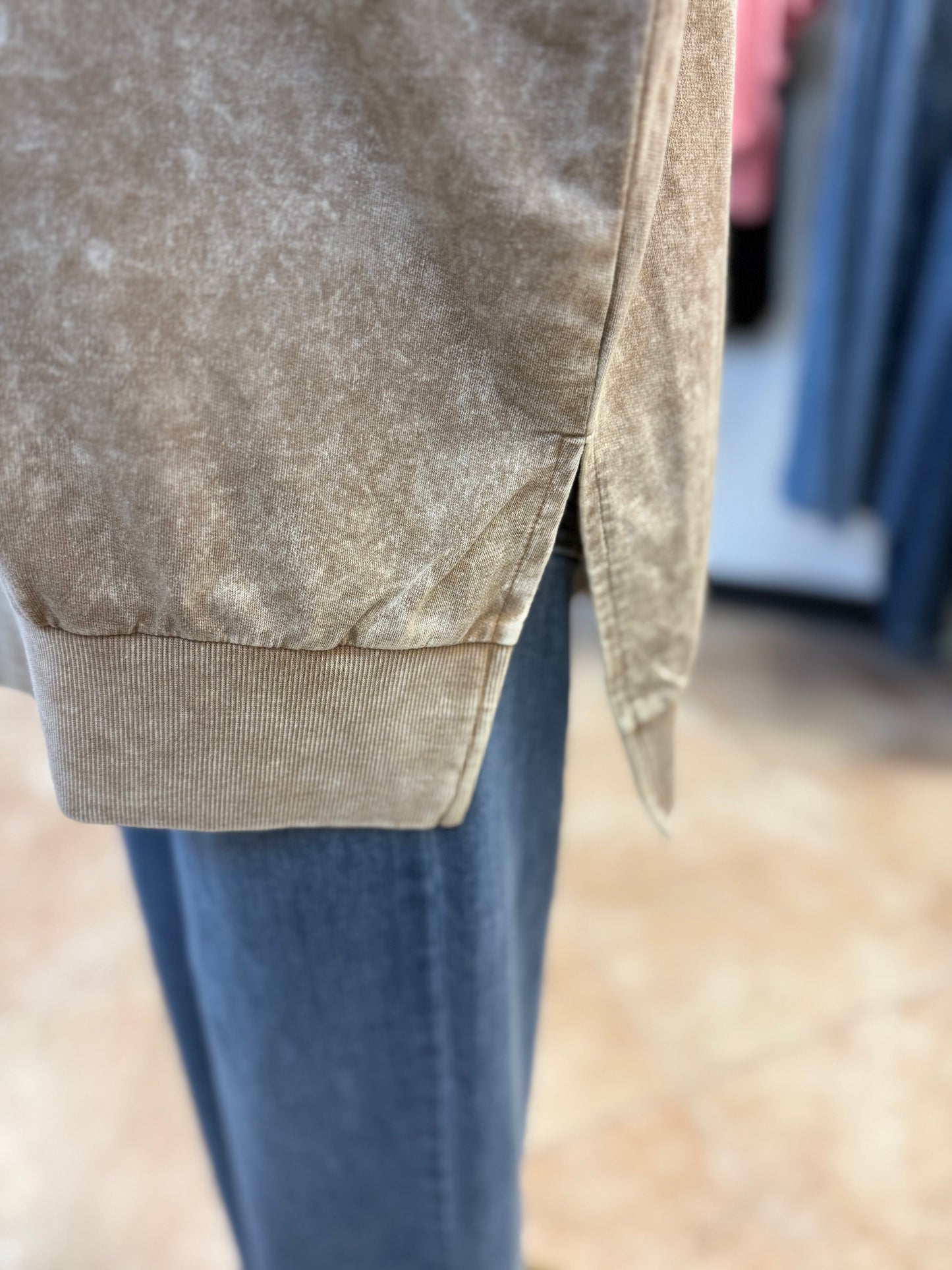 Acid Wash Khaki Cozy Pullover