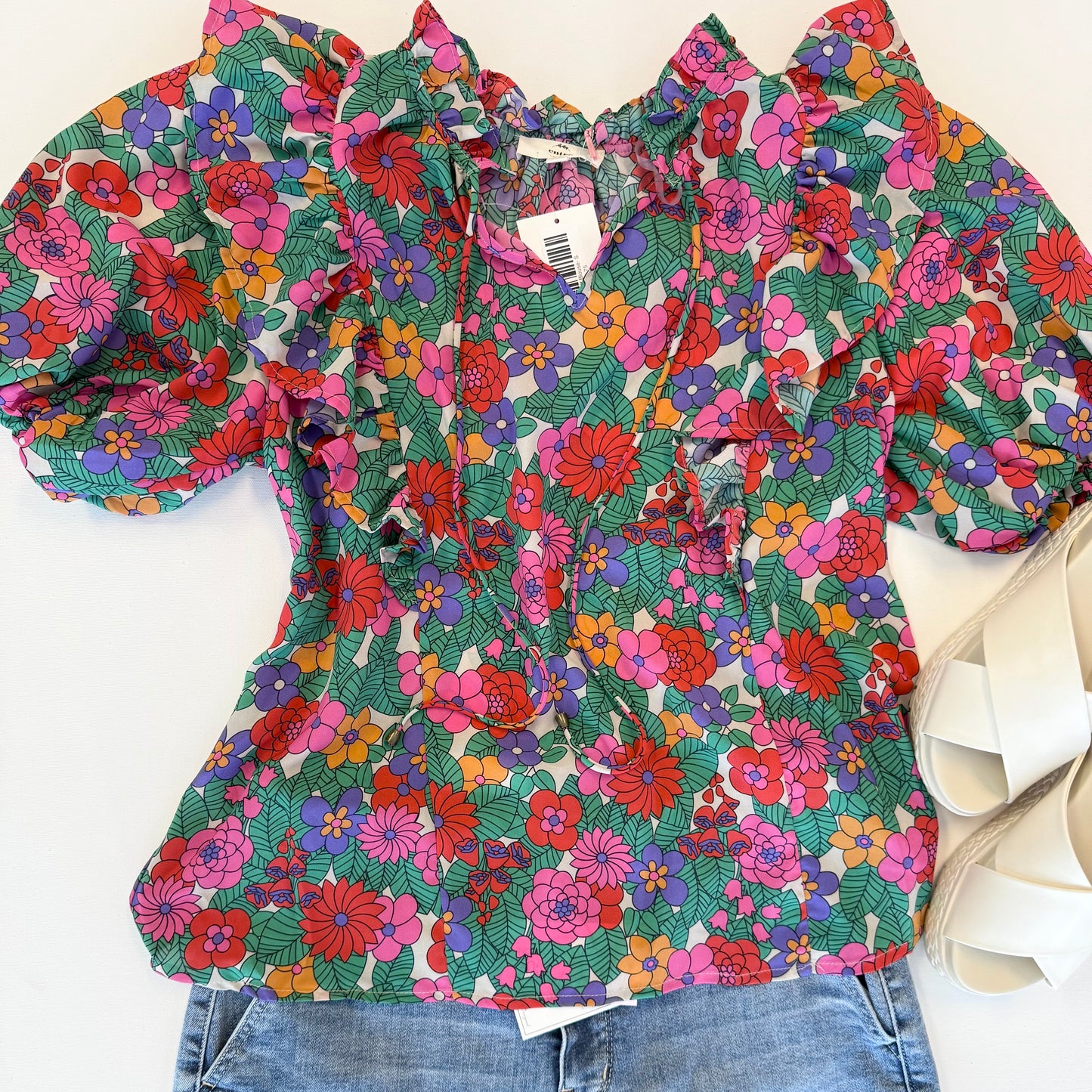 Puff Sleeves Floral Blouse
