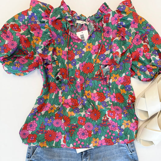Puff Sleeves Floral Blouse