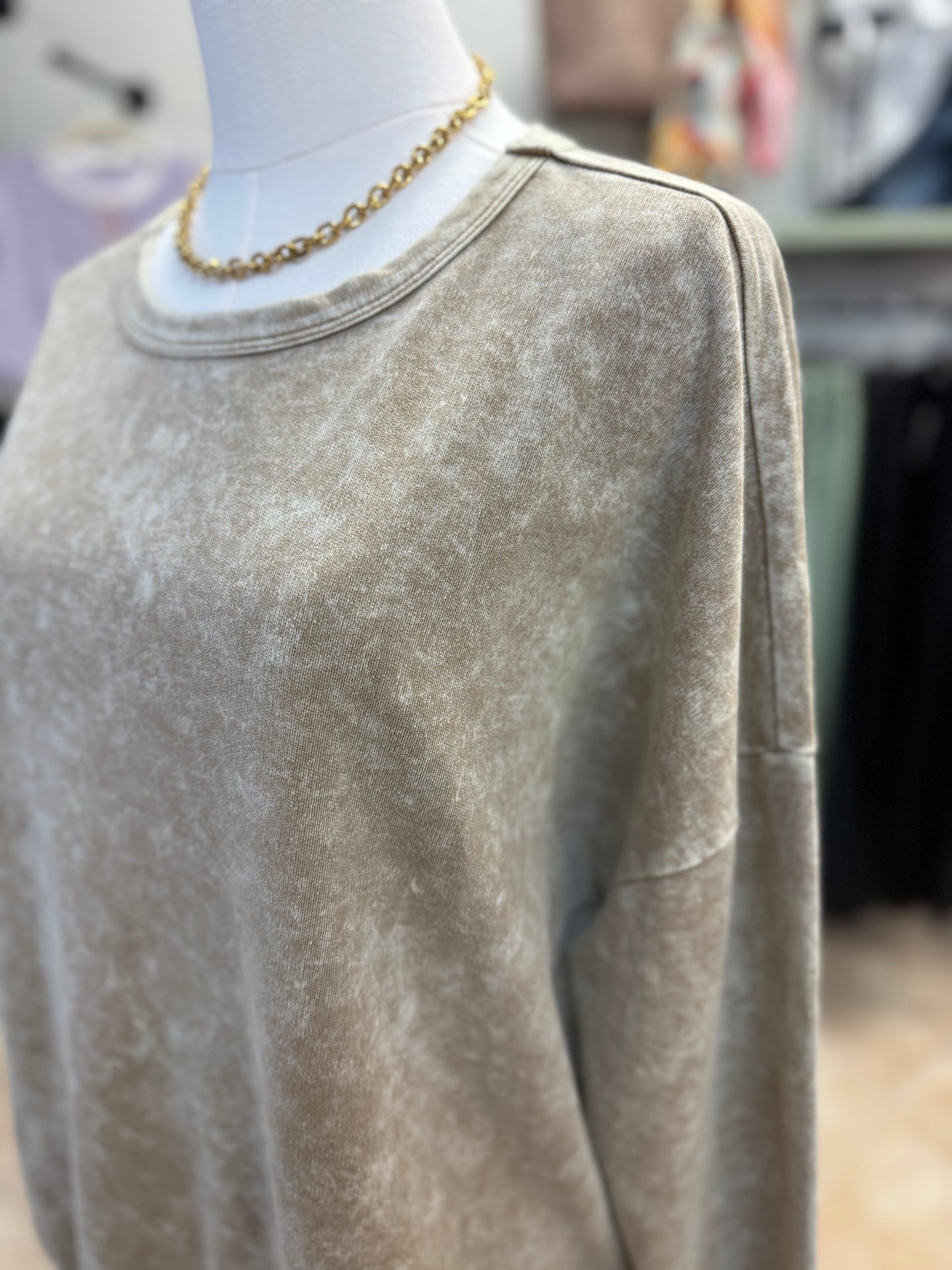 Acid Wash Khaki Cozy Pullover