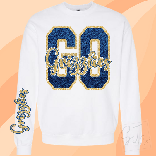 Blue + Orange Glitter Game Day Sweatshirt