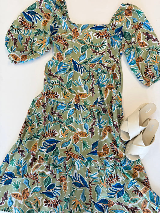 Green Rustic Floral Dress