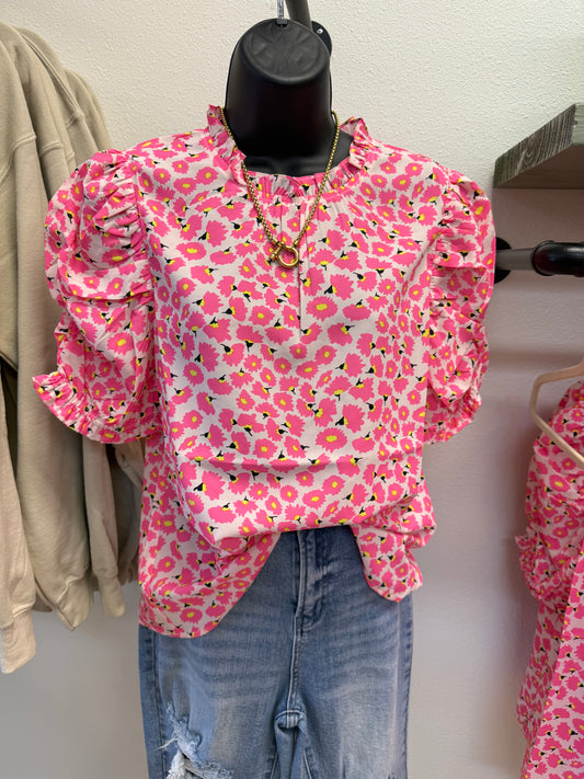 THML Pink Floral Blouse